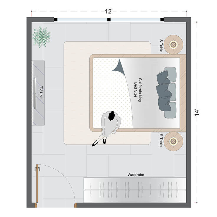 Mid-Century Modern Bedroom Layout(MCMBL-1)