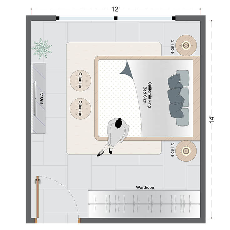 Mid-Century Modern Bedroom Layout(MCMBL-2)