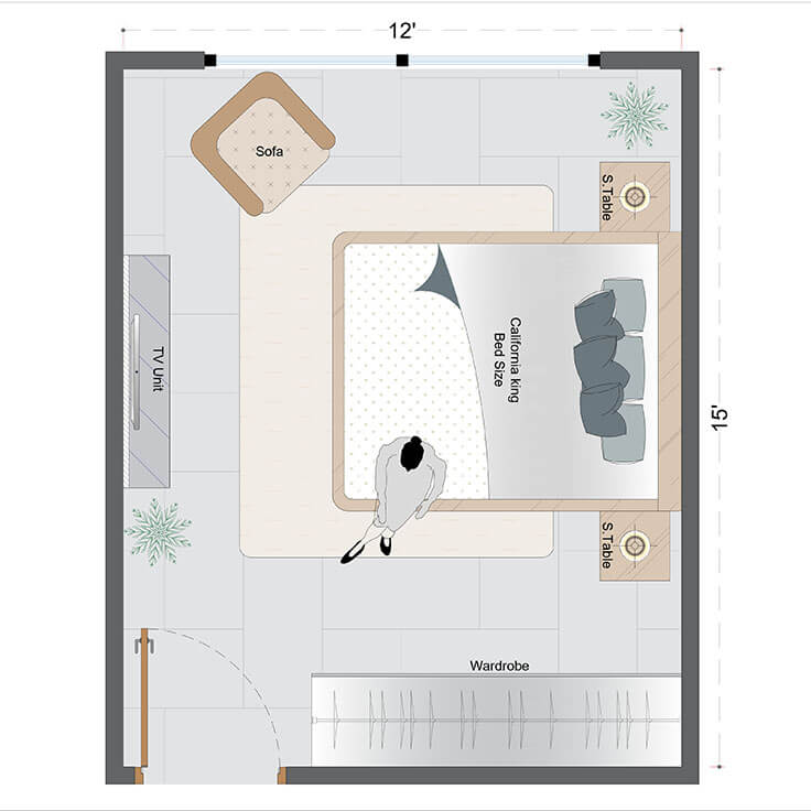 Mid-Century Modern Bedroom Layout(MCMBL-6)