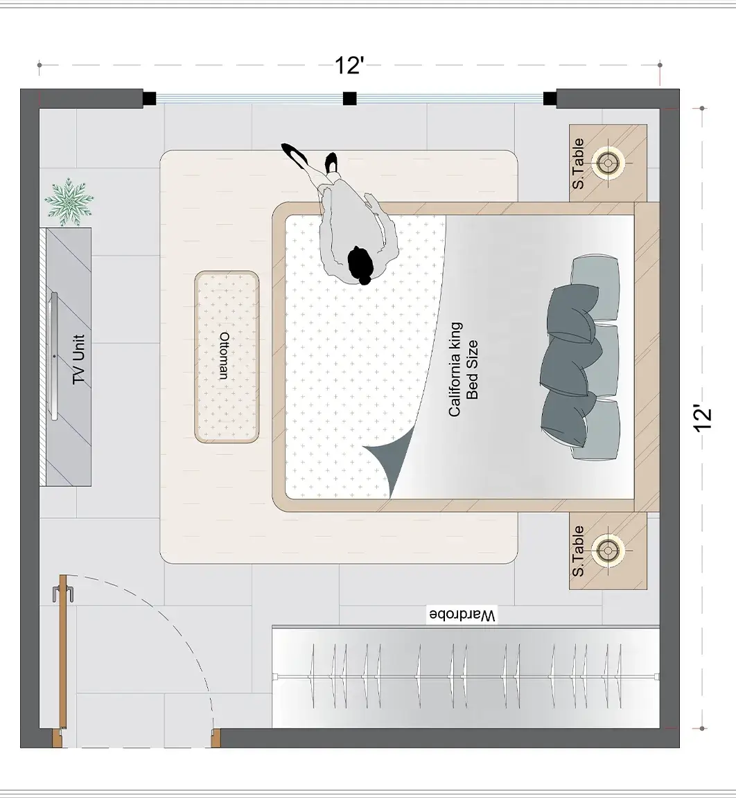 Mid-Century Guest Bedroom Layout (MCGBL-1)