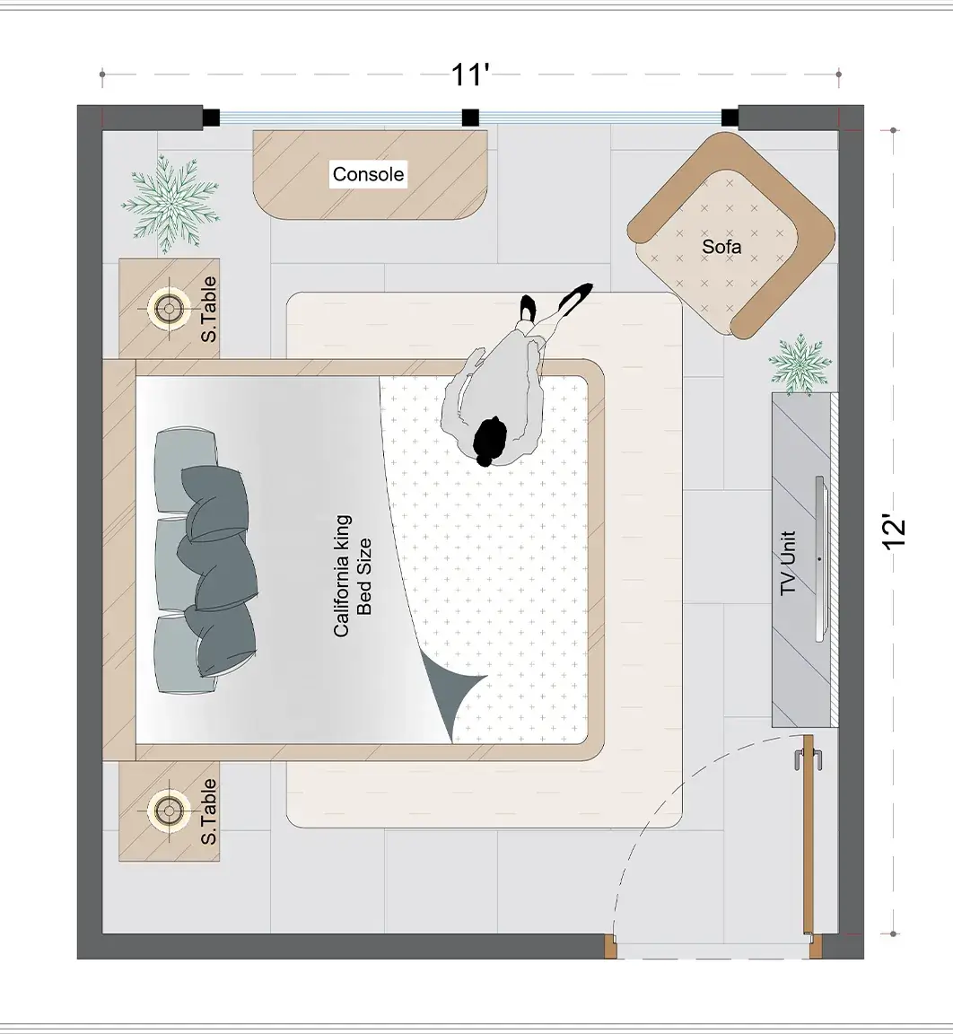 Mid-Century Guest Bedroom Layout (MCGBL-2)