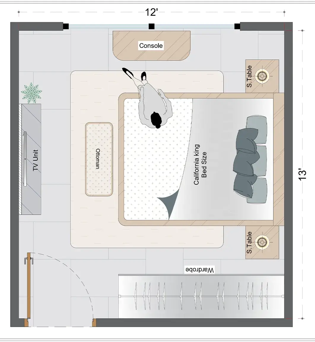 Mid-Century Guest Bedroom Layout (MCGBL-3)