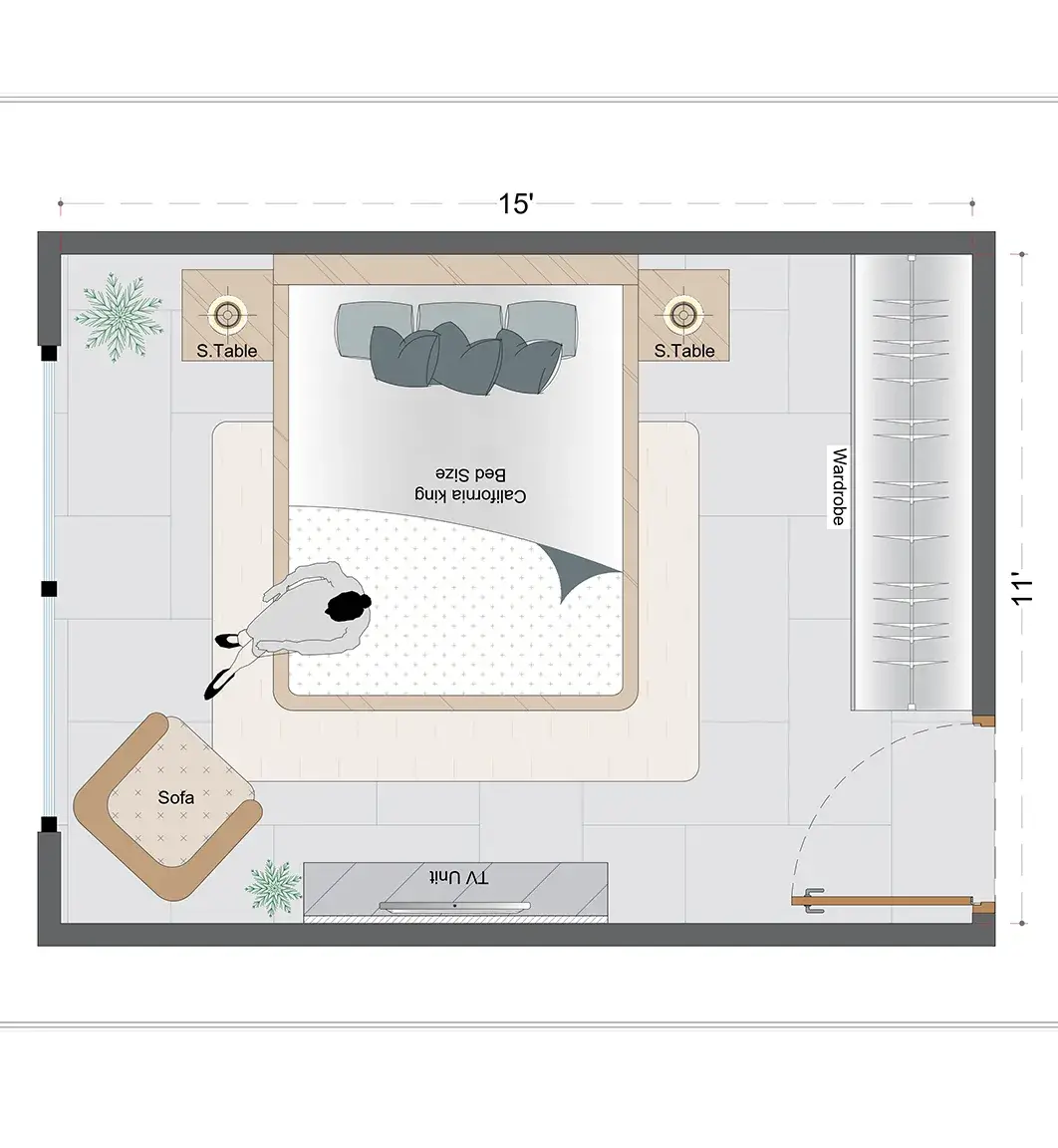 Mid-Century Guest Bedroom Layout (MCGBL-4)