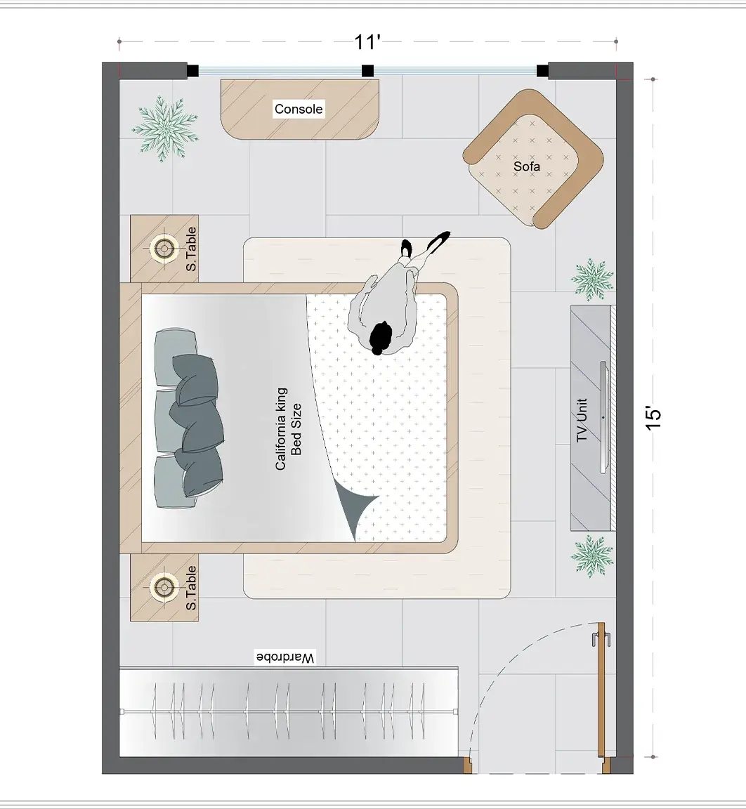 Mid-Century Guest Bedroom Layout (MCGBL-5)
