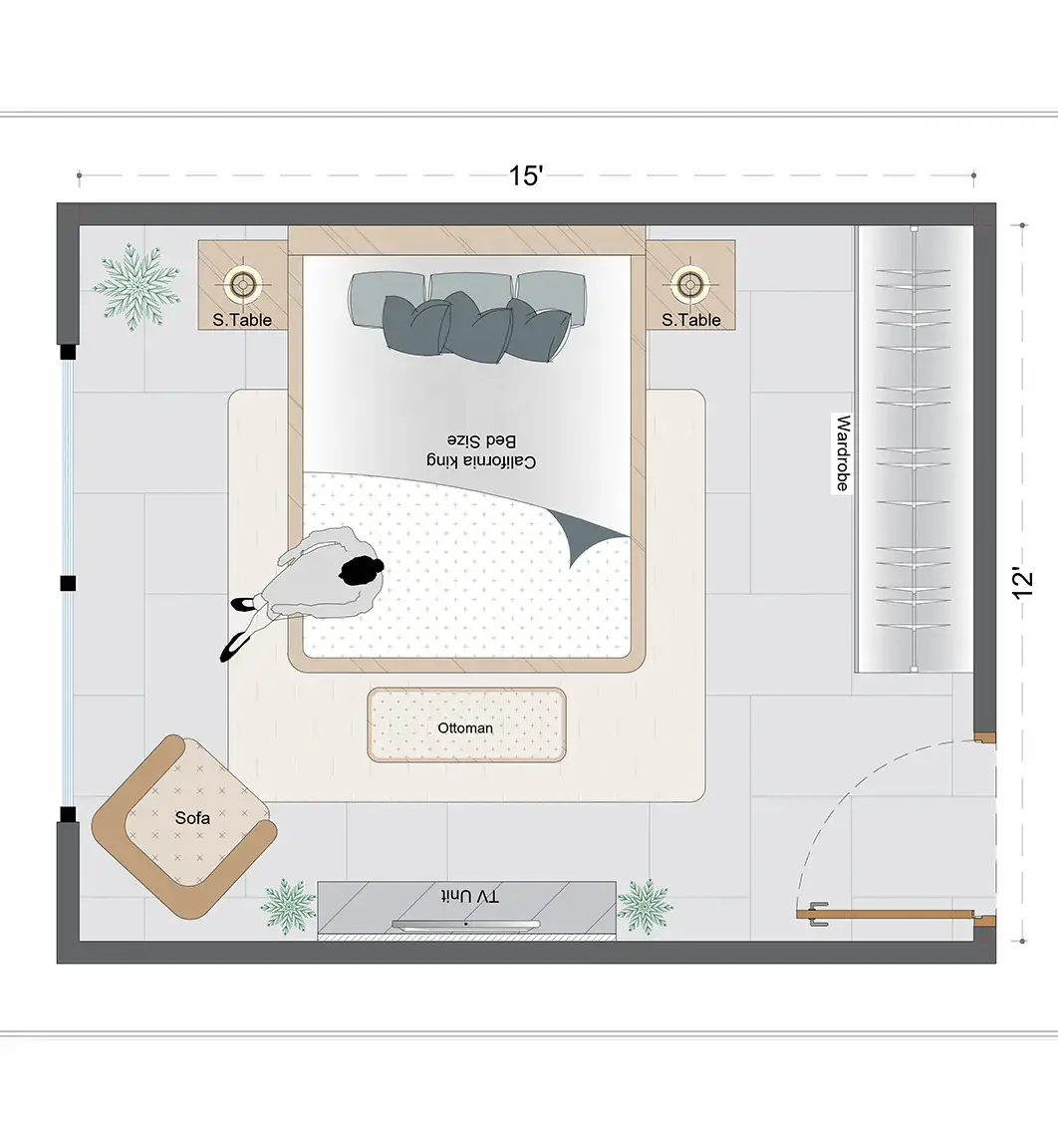 Mid-Century Guest Bedroom Layout (MCGBL-6)