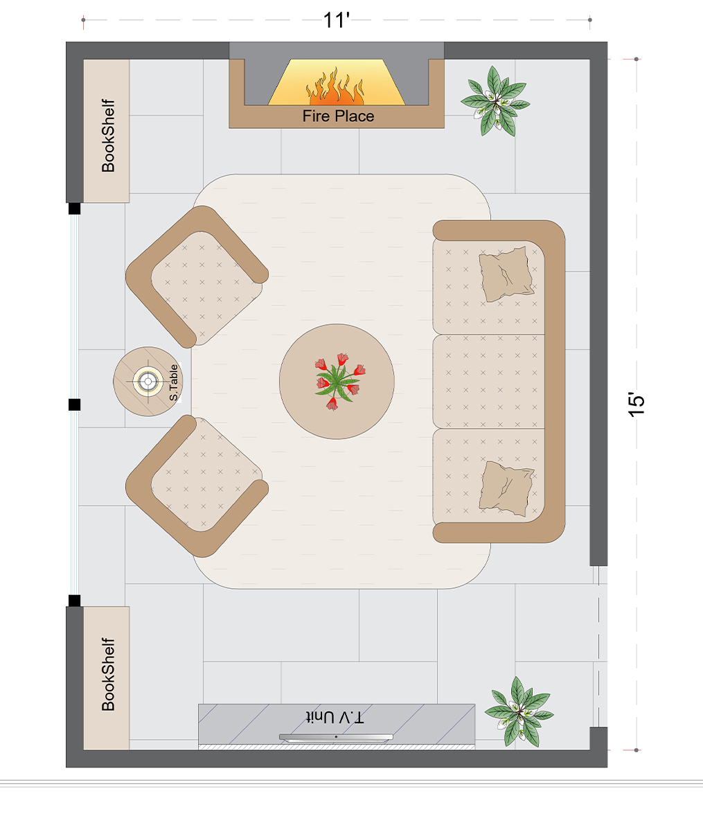 Mid-Century Livingroom Layout(MLL-5)