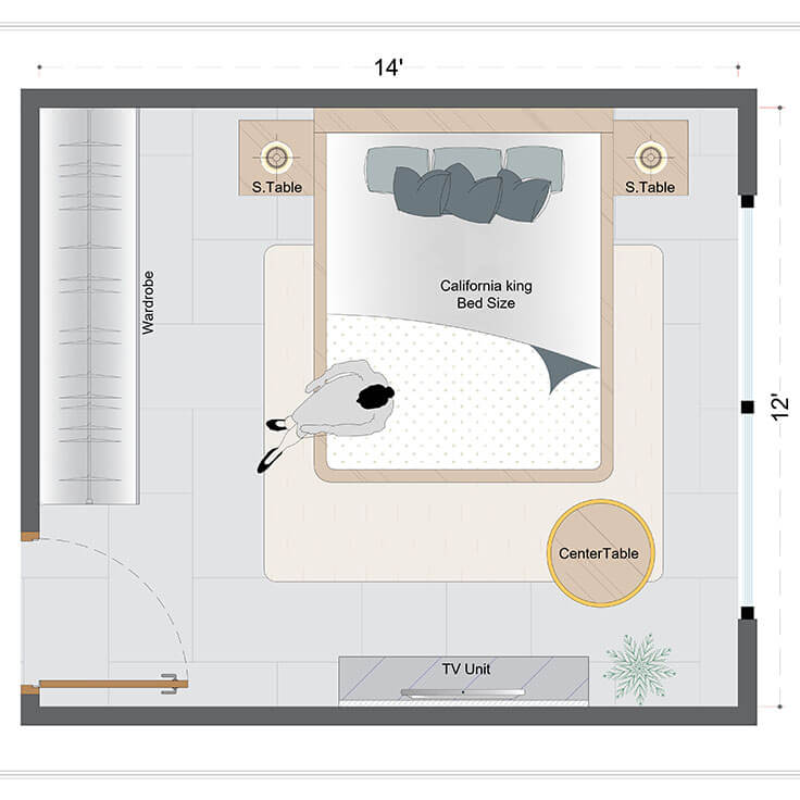 Mid-Century Master Bedroom Layout(MCMBL-3)