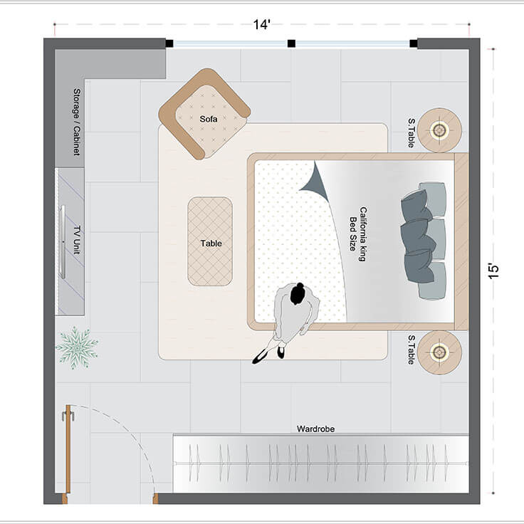 Mid-Century Master Bedroom Layout(MCMBL-4)