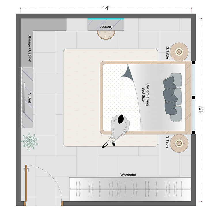 Mid-Century Master Bedroom Layout(MCMBL-5)