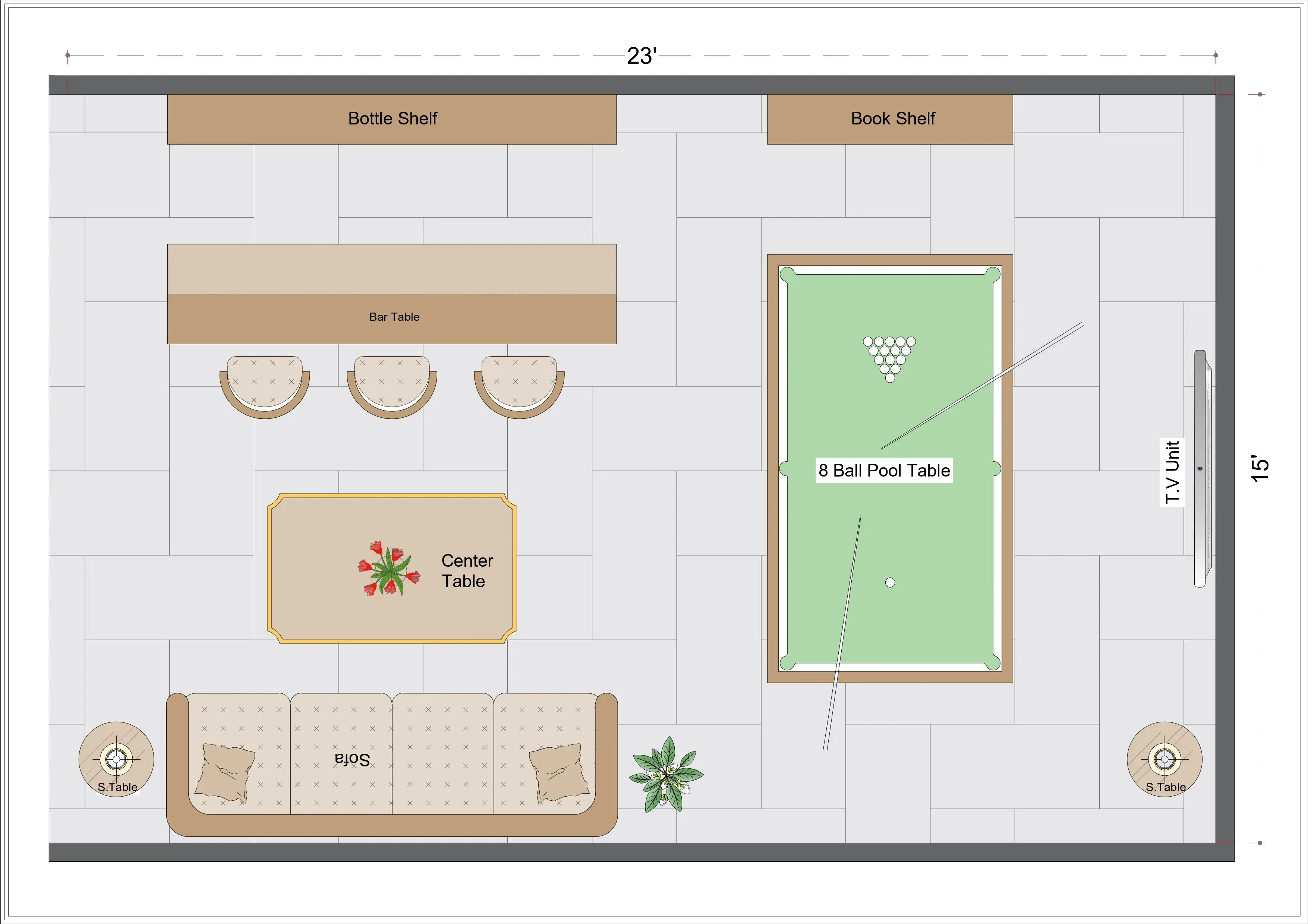 Modern Basement Lounge Layout (MBLL-1)