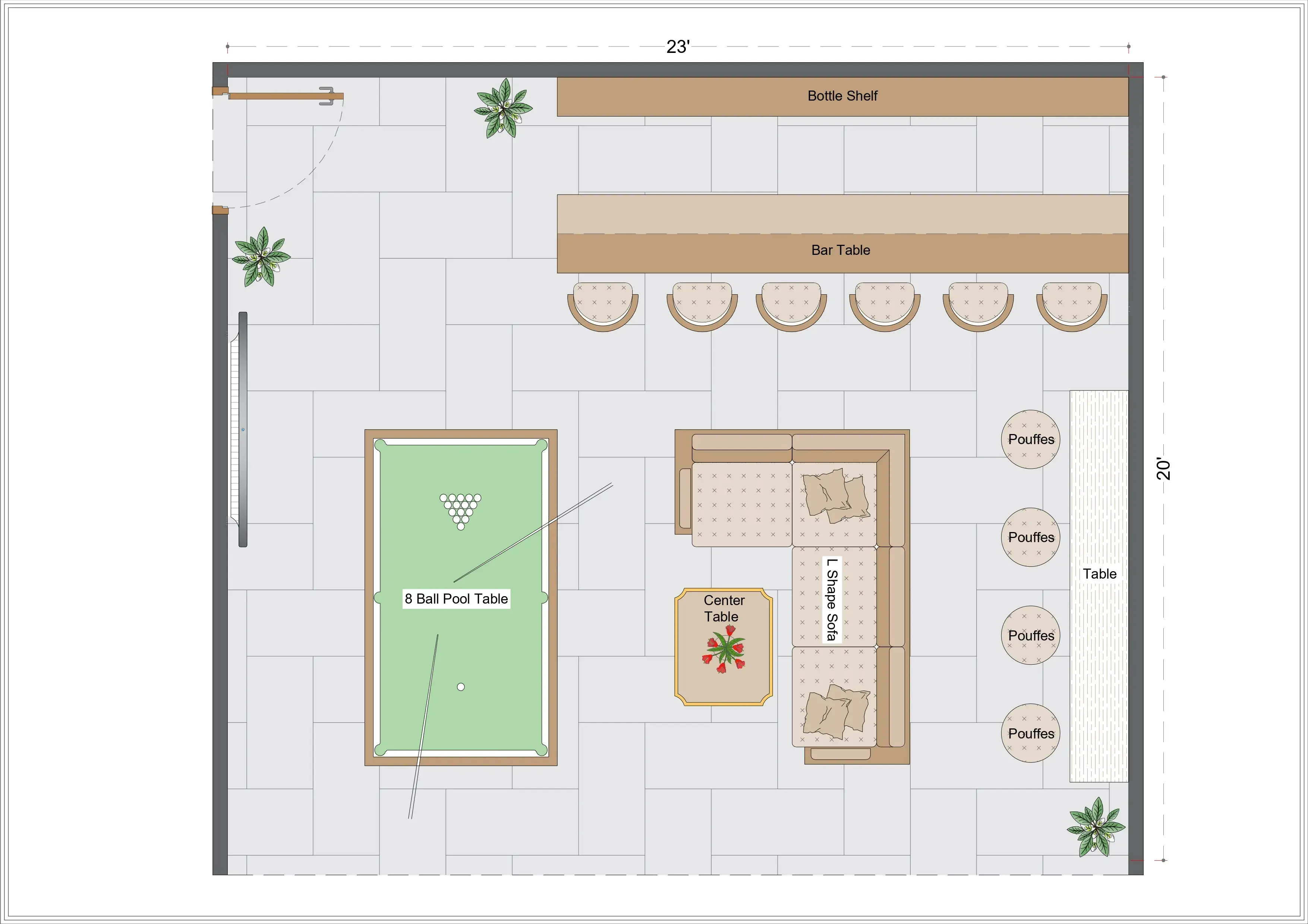 Modern Basement Lounge Layout (MBLL-2)