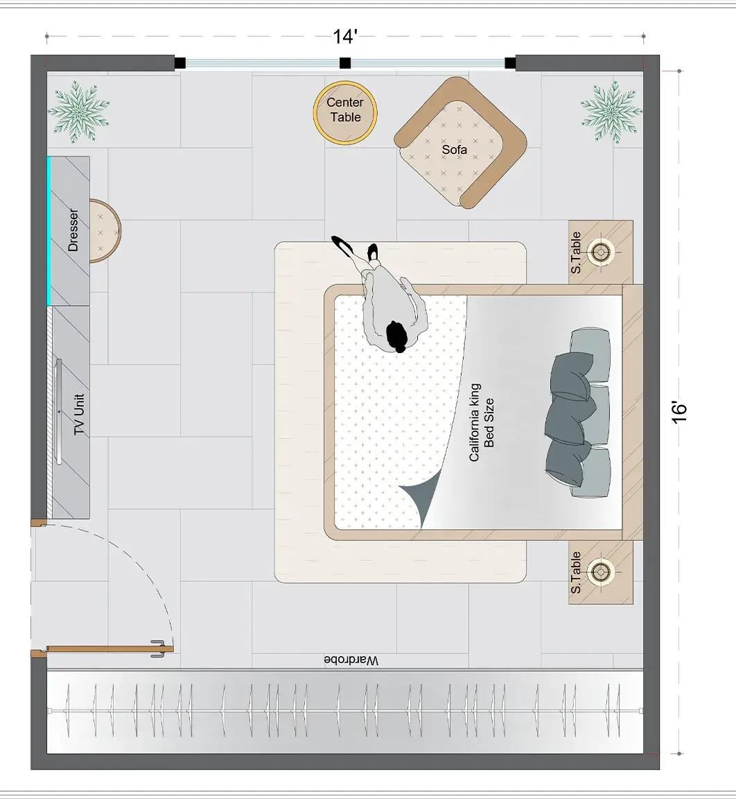 Modern Guest Bedroom Layout (MGBL-2)