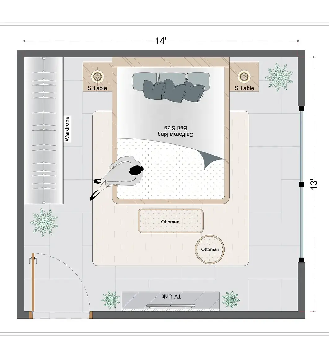 Scandinavian Guest Bedroom Layout (SGBL-4)